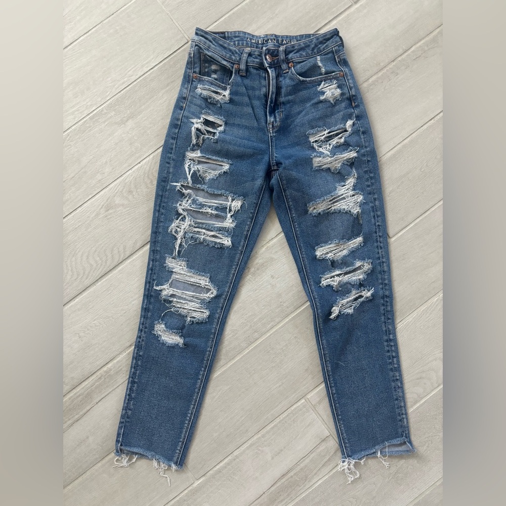American Eagle Outfitters Ripped Skinny Jeans - Blue